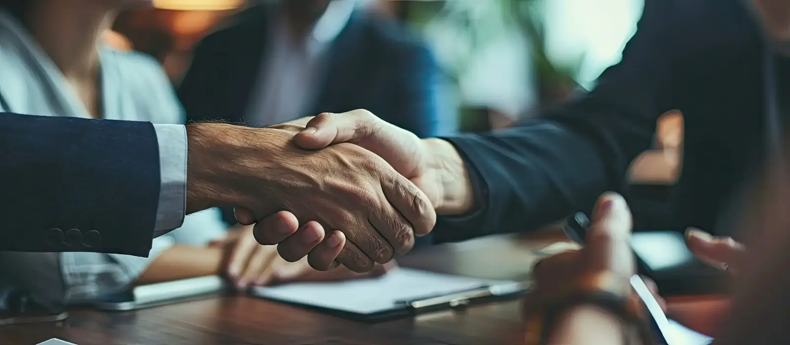 Two business people shaking hands